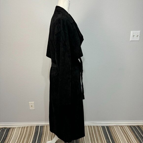 Free People x Blank NYC Vegan Suede Trench Coat Button Front Black Size Small - Picture 7 of 16
